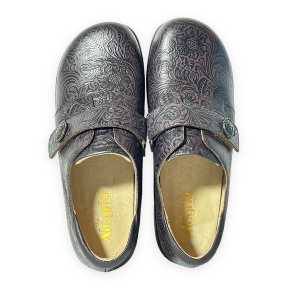 Alegria Joleen Molasses Brown Tooled Leather Slip On Oxford Size 40 / 10 - Picture 4 of 16